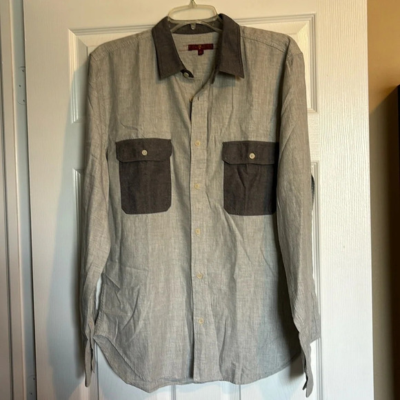 7 For All Mankind men’s gray long sleeve button down shirt size large - Picture 1 of 8